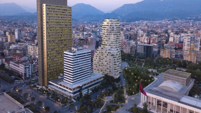 De noordkant van Tirana's Skanderbegplein (Foto: MVRDV)